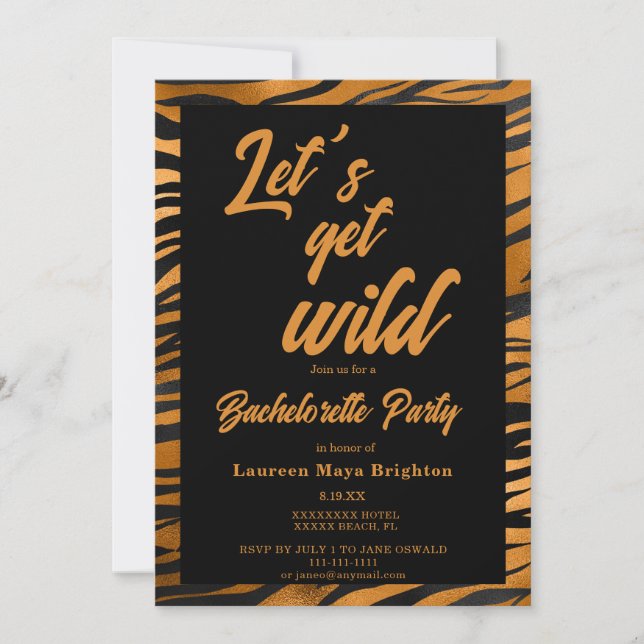 Convite Lets get Wild Bachelorette Party Invitation (Frente)