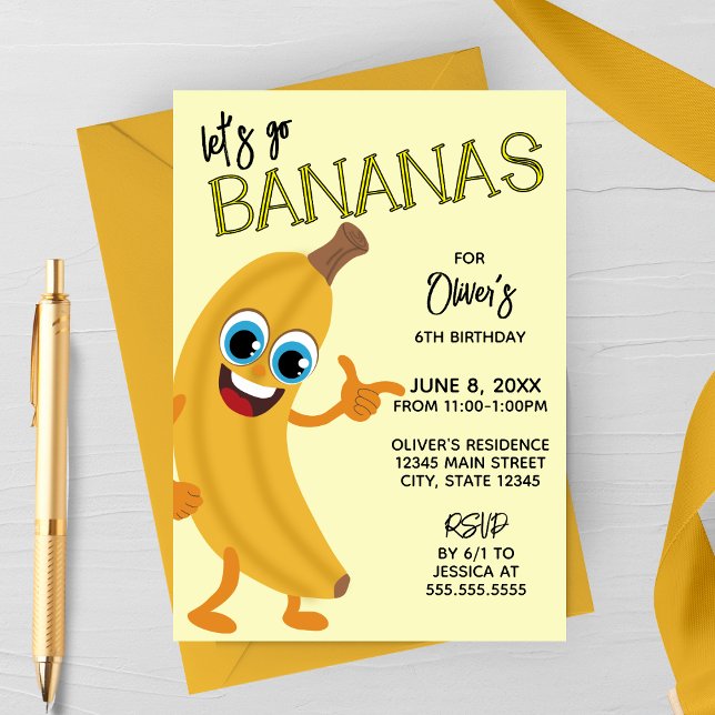 Convite Let's Go Bananas Kids Birthday Invitation (Criador carregado)