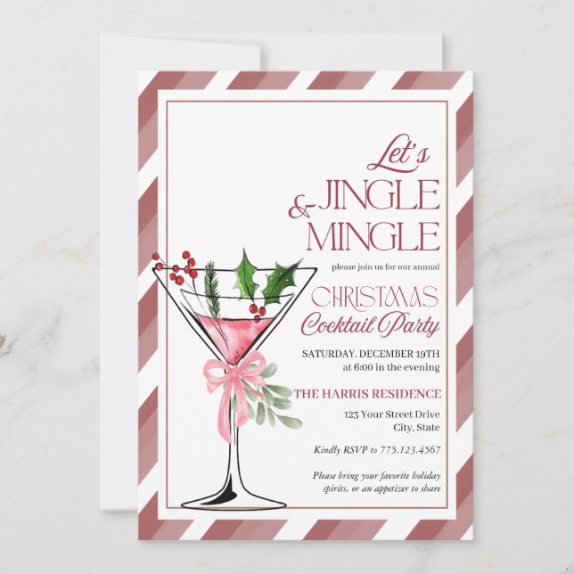 Convite Let's Jingle and Mingle Holiday Party  (Frente)