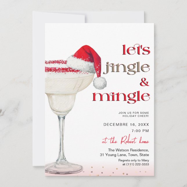 Convite Let's jingle & mingle  Holiday party  (Frente)