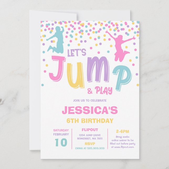 Convite Let's Jump and Play Birthday Party Invitation (Frente)