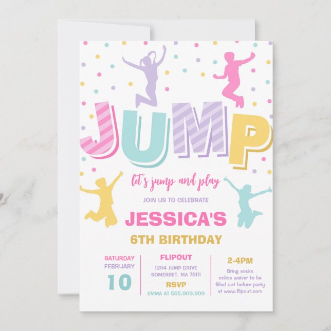Convite Let's Jump and Play Birthday Party Invitation (Frente)