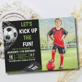 Convite Let's Kick up the fun!, Funny Soccer Birthday