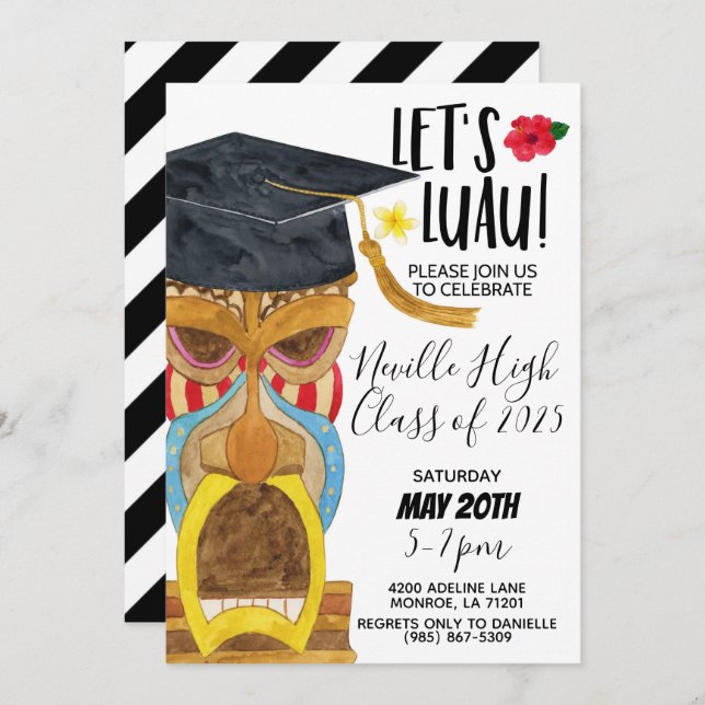 Convite Let's Luau Party Invitation (Frente/Verso)