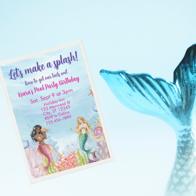 Convite Lets Make a Splash, Mermaid Birthday (Criador carregado)