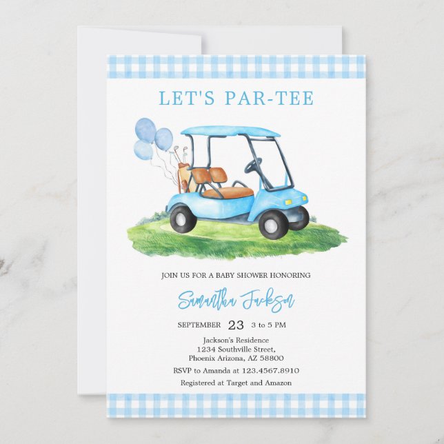 Convite Let's Par-tee Golf Baby Shower Invitation (Frente)