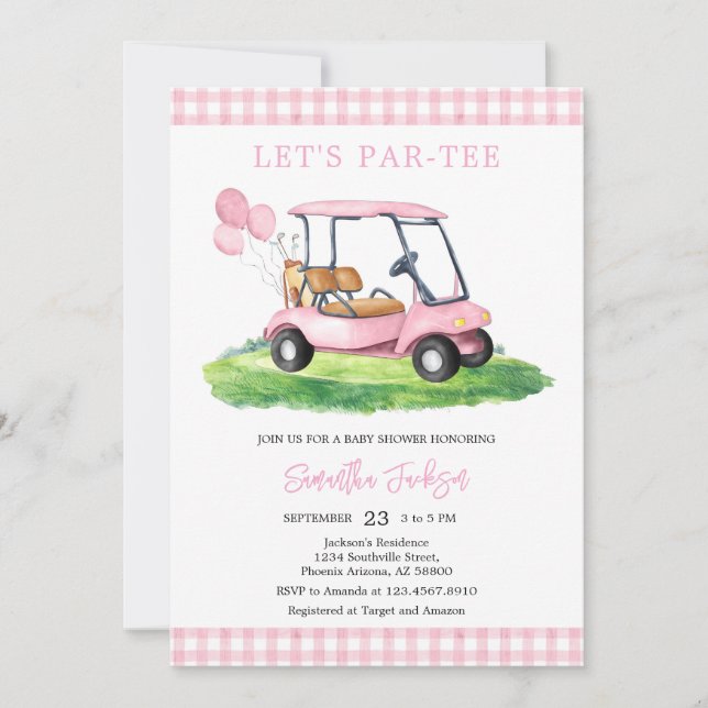 Convite Let's Par-tee Golf Baby Shower Invitation (Frente)