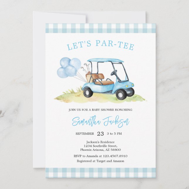 Convite Let's Par-tee Golf Baby Shower Invitation (Frente)