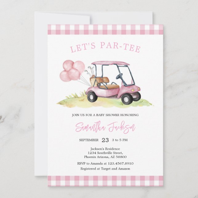 Convite Let's Par-tee Golf Baby Shower Invitation (Frente)