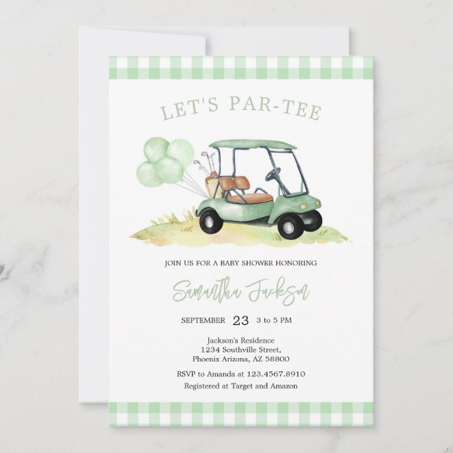 Convite Let's Par-tee Golf Baby Shower Invitation (Frente)