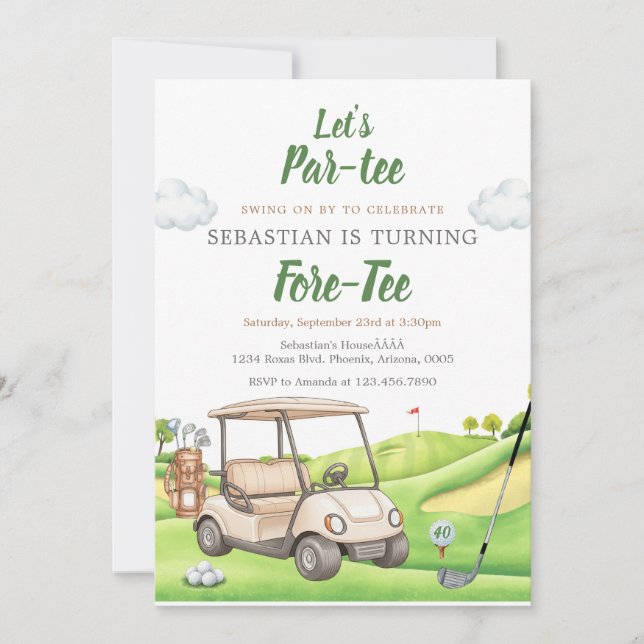 Convite Let's Par Tee Golf Birthday Invitation (Frente)