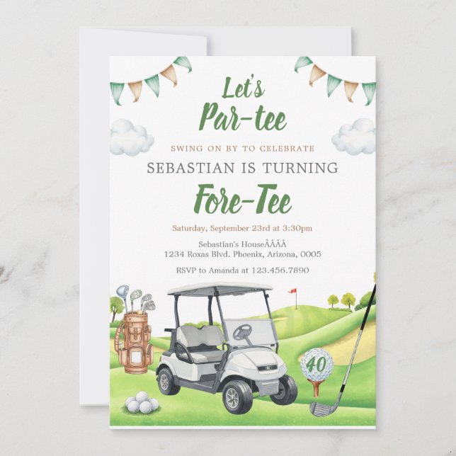 Convite Let's Par Tee Golf Birthday Invitation (Frente)