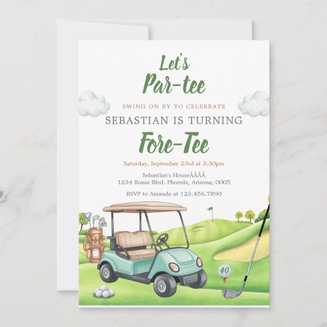 Convite Let's Par Tee Golf Birthday Invitation (Frente)