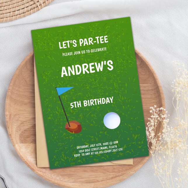 Convite Let's Par-Tee Golf  Birthday Invitations (Let's Par-Tee Golf Birthday Invitations)