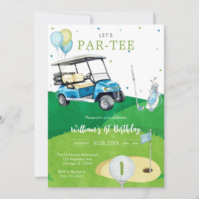 Convite Let's Par-tee Golf Boy 1st Birthday Invitati (Frente)