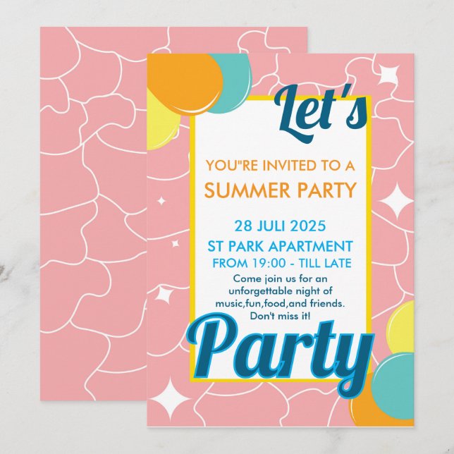 Convite let's party (Frente/Verso)