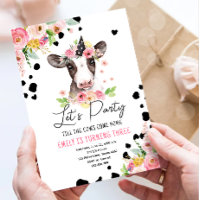 Let's Party Cow Floral Girl Farm Animals Birthday