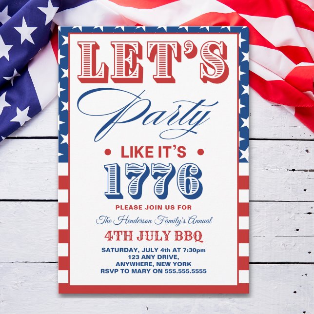 Convite Lets Party Like It's 1776 Funny 4th July Party (Criador carregado)