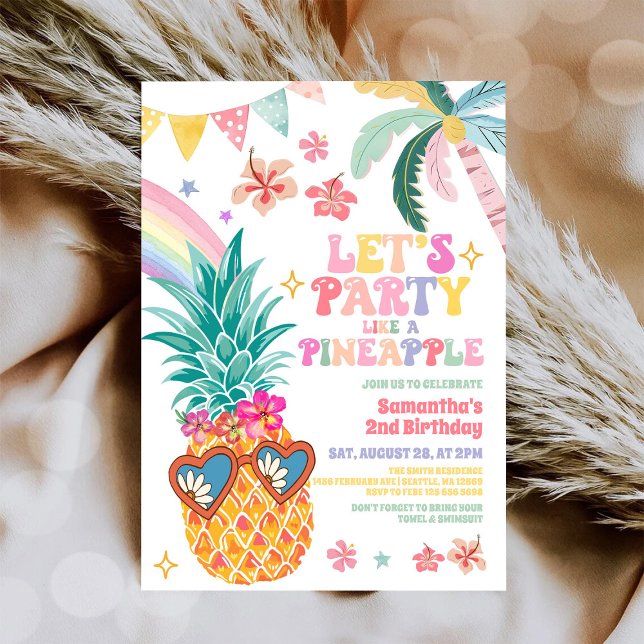 Convite Let's Party Like Pineapple Luau Summer Birthday (Criador carregado)