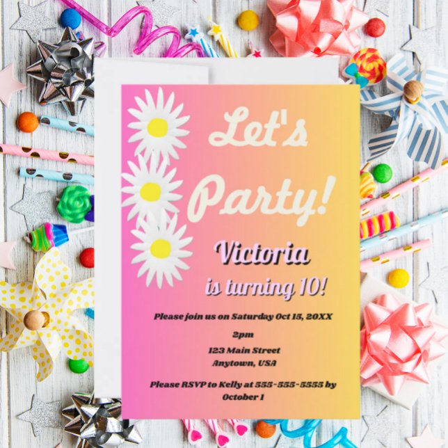 Convite Let's Party Tween Invitation (Criador carregado)