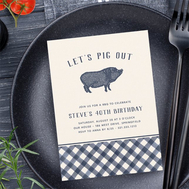 Convite Let's Pig Out | Summer BBQ Birthday Party (Criador carregado)