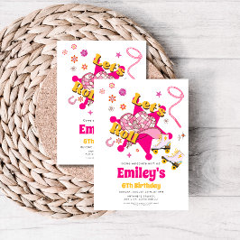 Convite Let's Roll Girl Cowgirl roller skate Birthday 