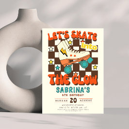 Convite Let's Skate into the glow roller skating birthday 