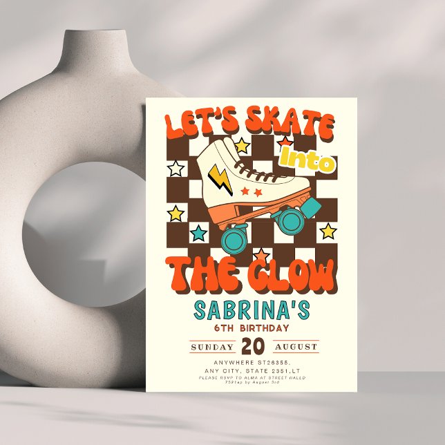 Convite Let's Skate into the glow roller skating birthday  (Criador carregado)