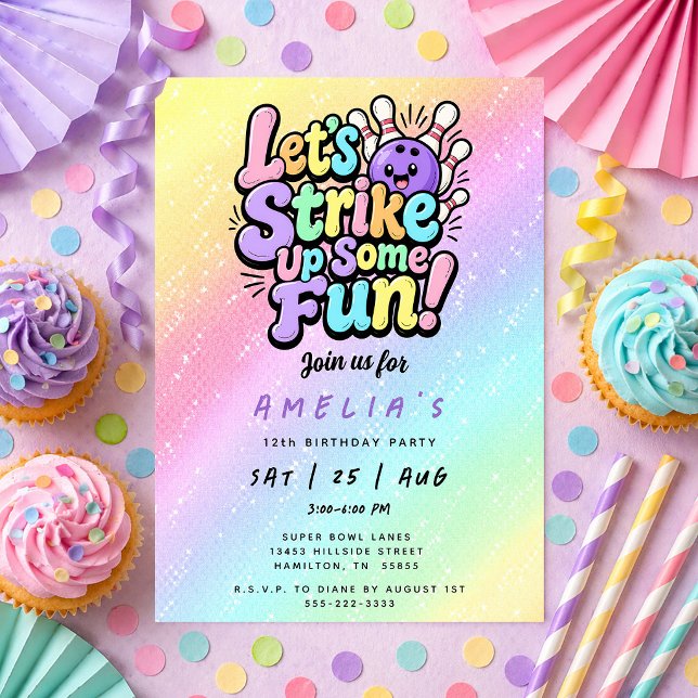 Convite Let's Strike Up Some Fun Bowling Birthday Party (Let's Strike Up Some Fun Bowling Birthday Party Invitation)