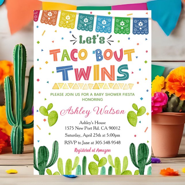 Convite Let's Taco 'Bout Twins Baby Shower Invitation (Criador carregado)