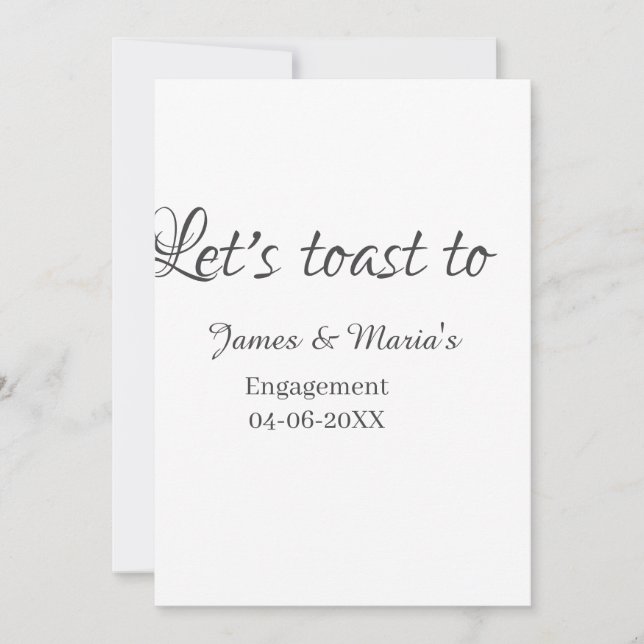 Convite Let's toast to engagement party name date elegant  (Frente)