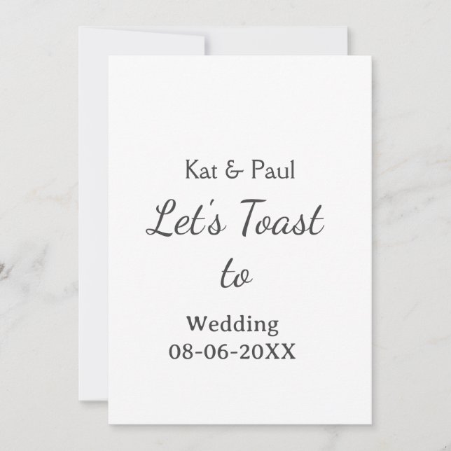 Convite Let's toast to wedding add name date simple couple (Frente)