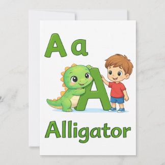 Convite Letter A Alphabet Postcard – A is for Alligator