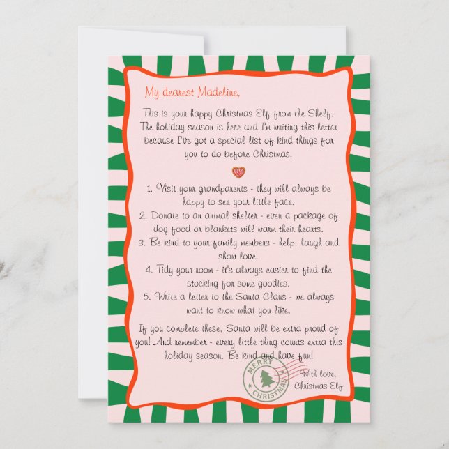 Convite Letter from the Christmas Elf North Pole Deed List (Frente)