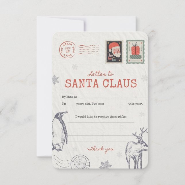 Convite 🎅Letter to Santa | Printable Christmas Wish List  (Frente)