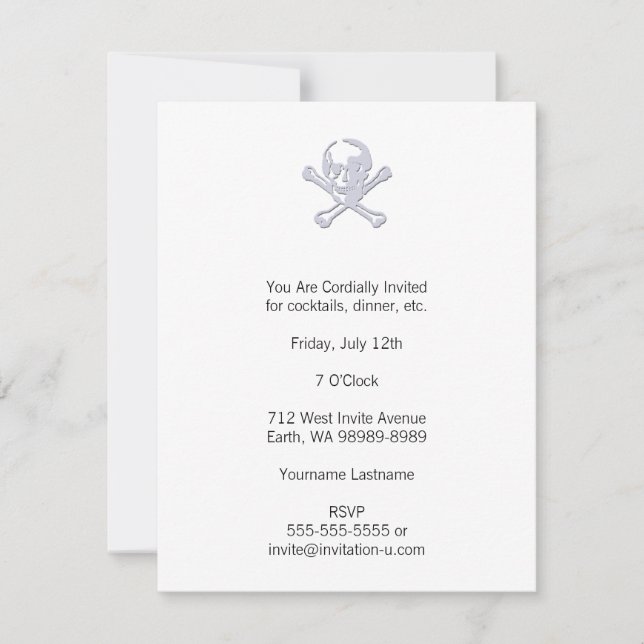 Convite Letterpress Style Jolly Roger (Frente)