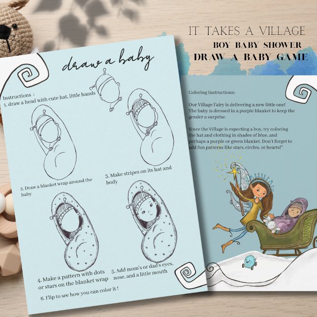 Convite Leva uma Aldeia: Magia de Inverno - Desenhe um Beb (It Takes a Village Winter Magic -Draw a baby game )