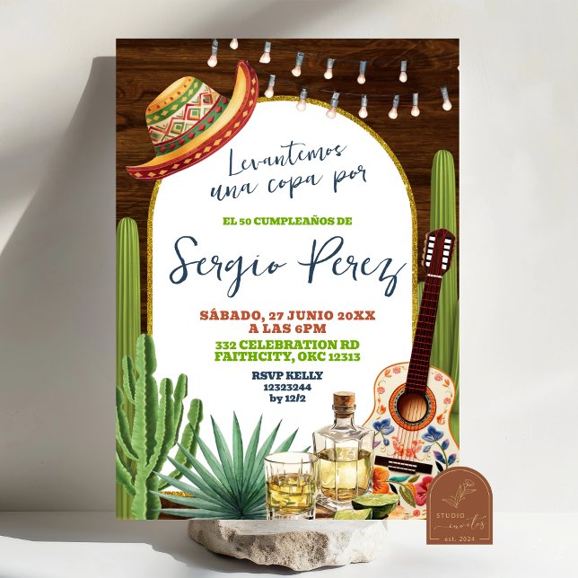 Convite Levante um copo para o aniversário da Tequila em e (Criador carregado)