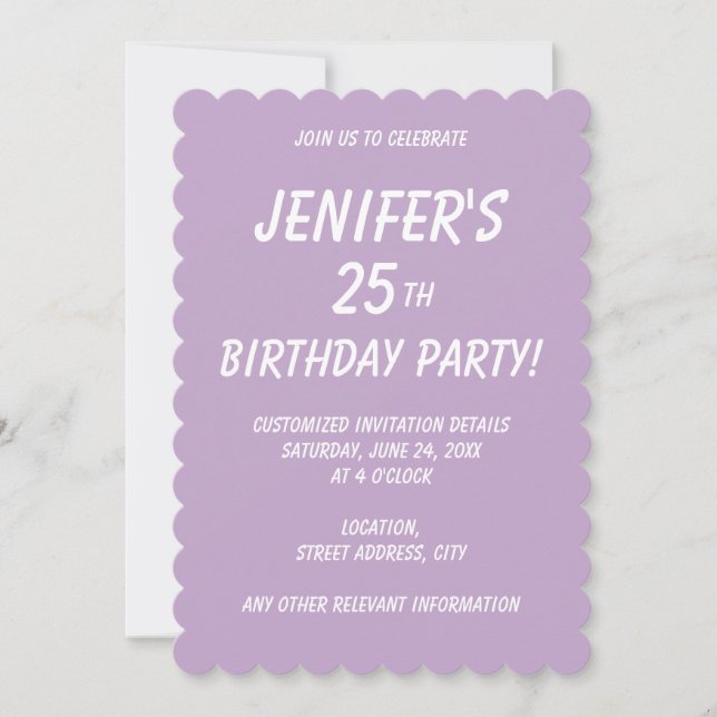 Convite Leve púrpura clara de cor sólida (Frente)