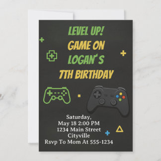Convite Level Up Game On Birthday