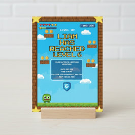 Convite Level Up Video Game Birthday Party Invitation