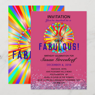 Convite LGBTQ Qualquer Idade Fabuloso Aniversário Magenta