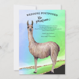 Convite Lhama Engraçada Glitter Aquarela Casamento Adiado