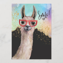 Convite Lhama Engraçada Glitter Aquarela Casamento Adiado