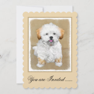 Convite Lhasa Apso Puppy Painting - Arte De Cachorro Origi