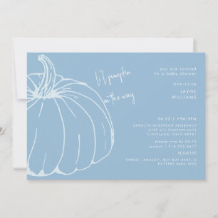 Convite Li Pumpkin Blue e White Chá de fraldas
