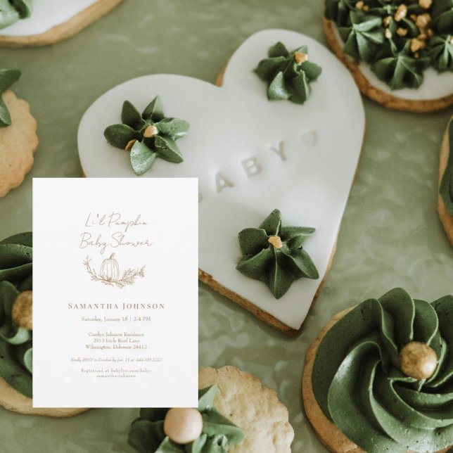 Convite Li Pumpkin White e Dourado Chá de fraldas (Criador carregado)