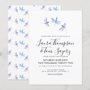 Convite Libélula Aquarela Casamento Escrita Elegante