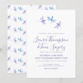 Convite Libélula Aquarela Casamento Escrita Elegante 