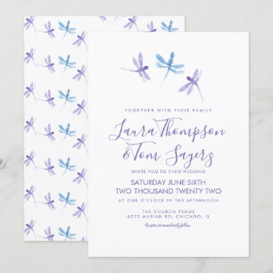 Convite Libélula Aquarela Casamento Escrita Elegante 